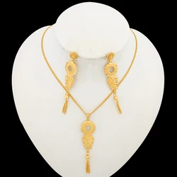 Italian Earrings and Necklace Jewelry Set for Women Color Drop Earrings and Pendant African Chain Necklace Jewelry Set Gift