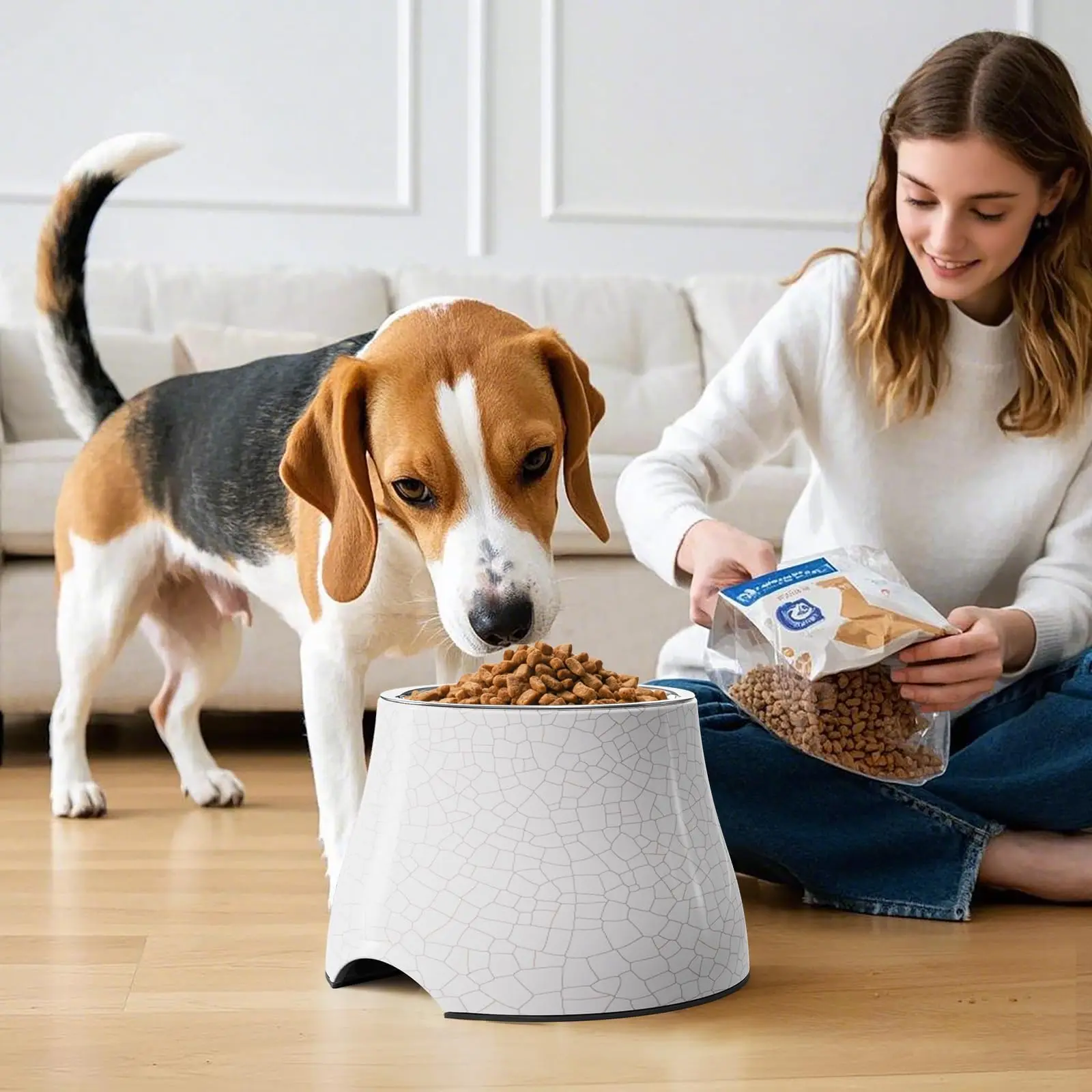 Elevated Dog Bowls with Stainless Steel Bowl, Prevention of Vertebrae Disease Dog Food Bowl, Non-Slip and High Capacity Pet Bowl