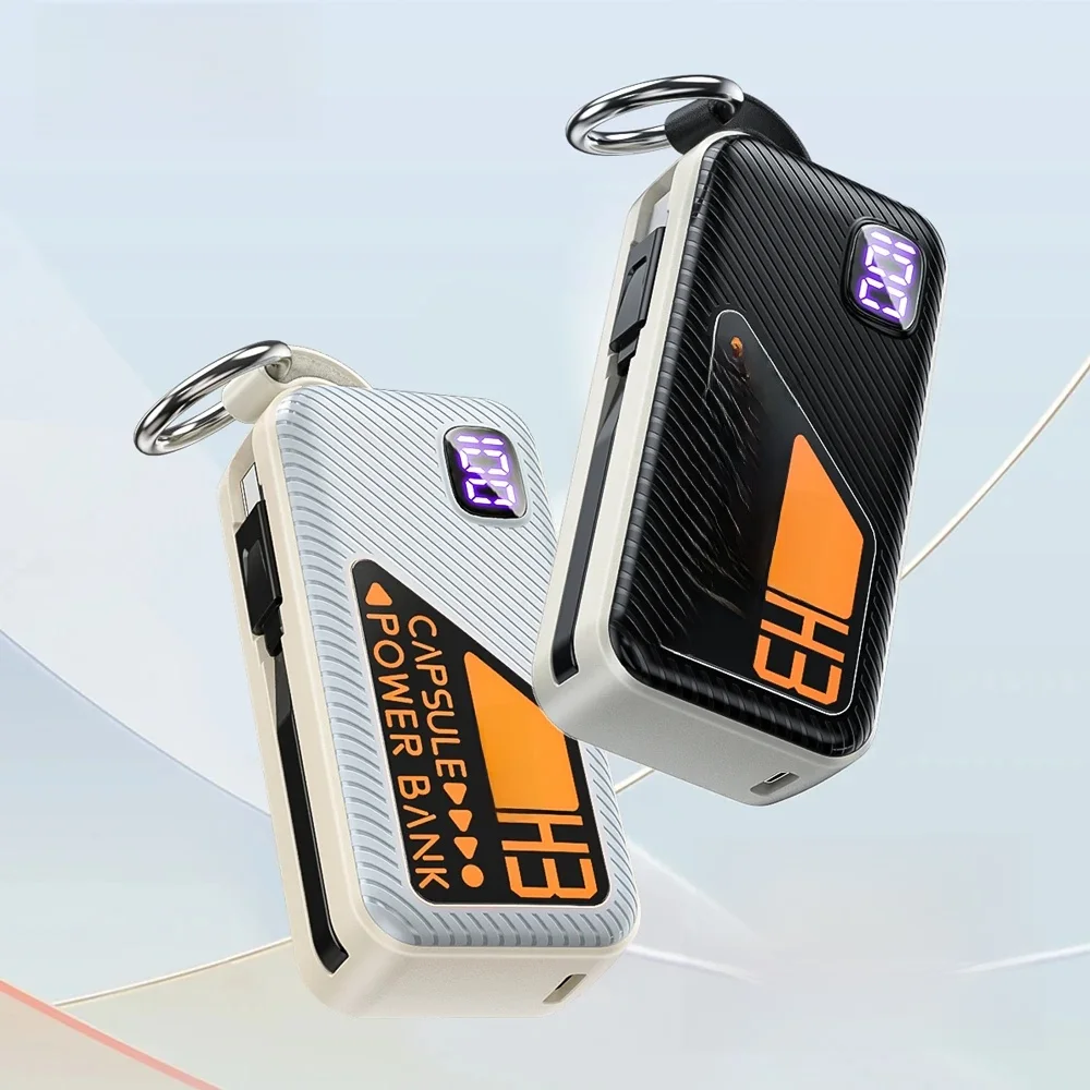 QOOVI Mini Powerbank 5000 mah Ingebouwde kabel PD 20 W Draagbare oplader Snel opladen voor iPhone 15 Samsung Xiaomi Externe batterij - afbeelding 2