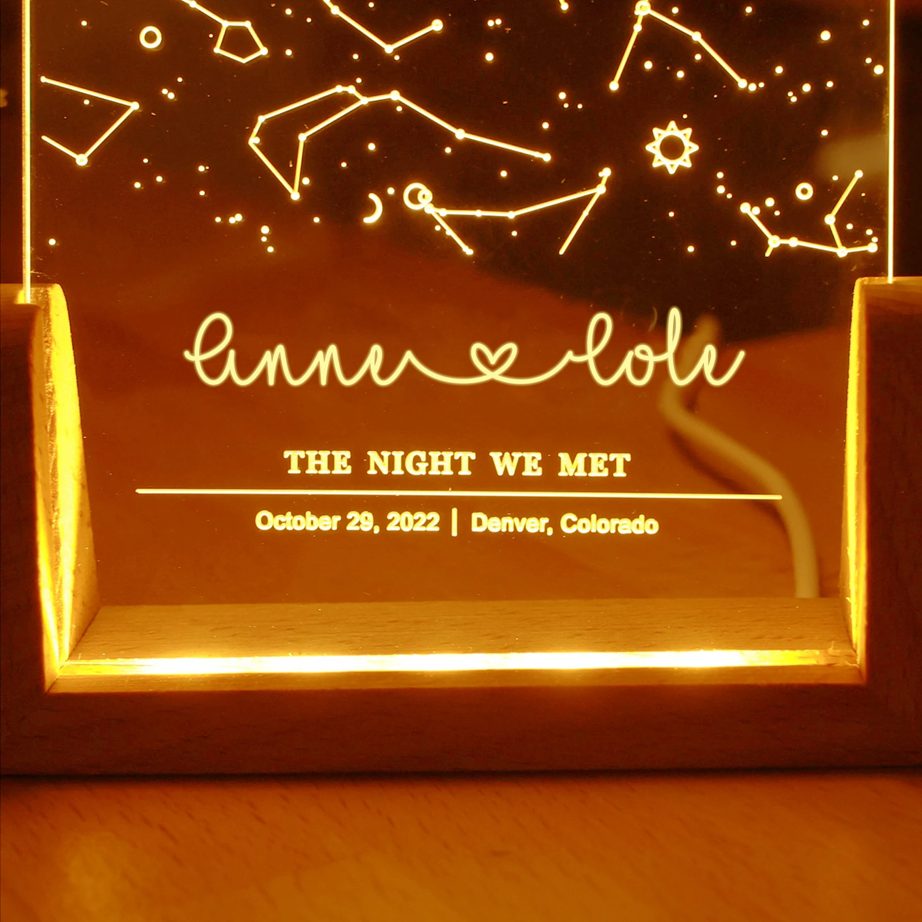 Personalized Constellation Chart Lamp Customized Bedroom NightLight for Couples MOM DAD LOVE Family Memorial Day Birthday Gift