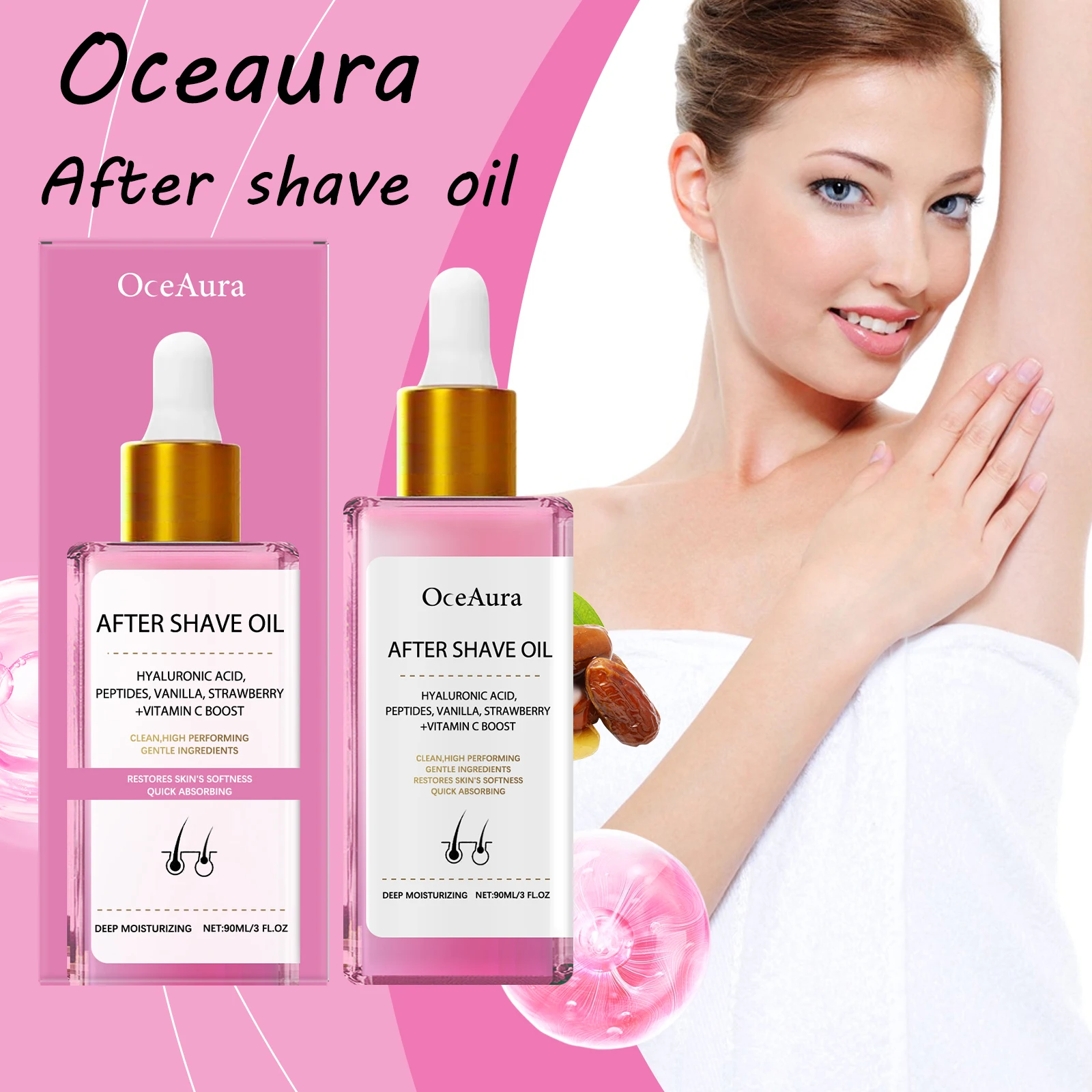 

Oceaura Strawberry After Shave Oil Lasting Moisturizing Enhance Skin Radiance Smoothing Relief Discomfort Soothing Skin Care Oil