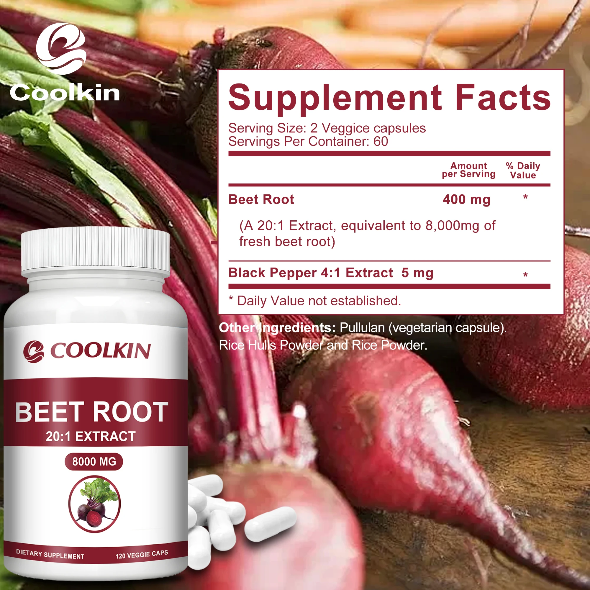 Beet Root - Improved Athletic Performance, Digestive Health, Heart Health, Improved Circulation - 120 Capsules