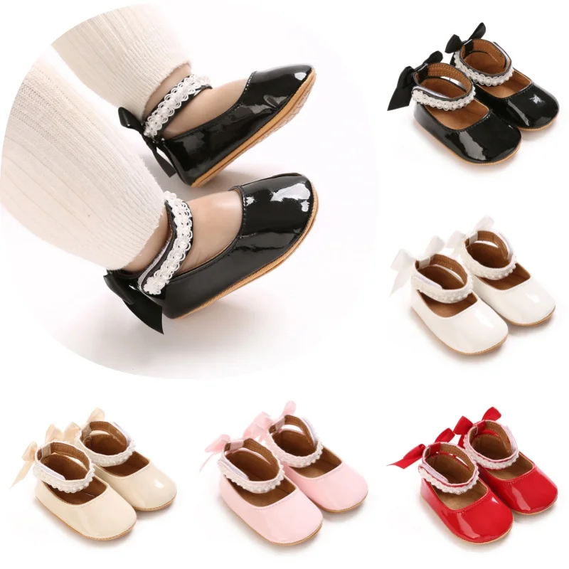 

Маленькие кожаные туфли для маленьких девочек 0-18 месяцев, новые милые туфли принцессы с бантом, нескользящая детская обувь с мягкой подошвой