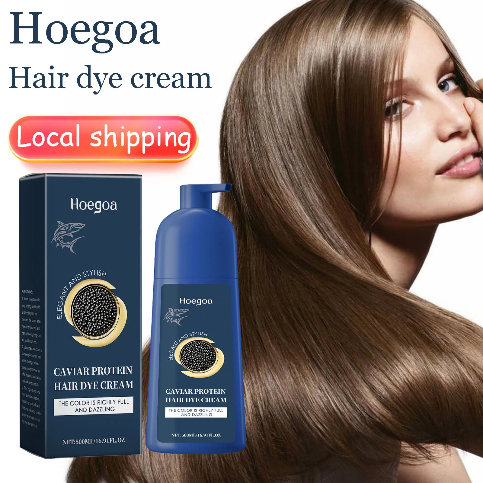 

Hoegoa Caviar Protein Hair Dye Cream Nourishing Repair Gray White Hair Moisturizing Smoothing Permanent Hair Coloring Cream