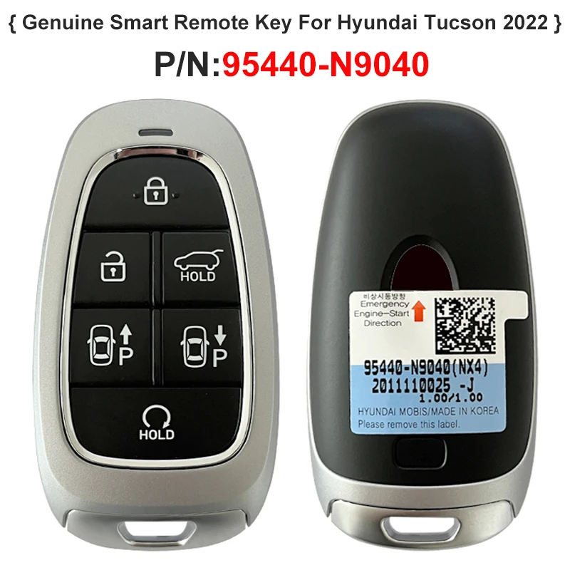 

CN020229 6 Button Genuine Smart Remote Key For Hyundai Tucson 2022 Keyless Entry 433MHz HITAG3 Chip 95440-N9040 FCC TQ8-FOB-4F44