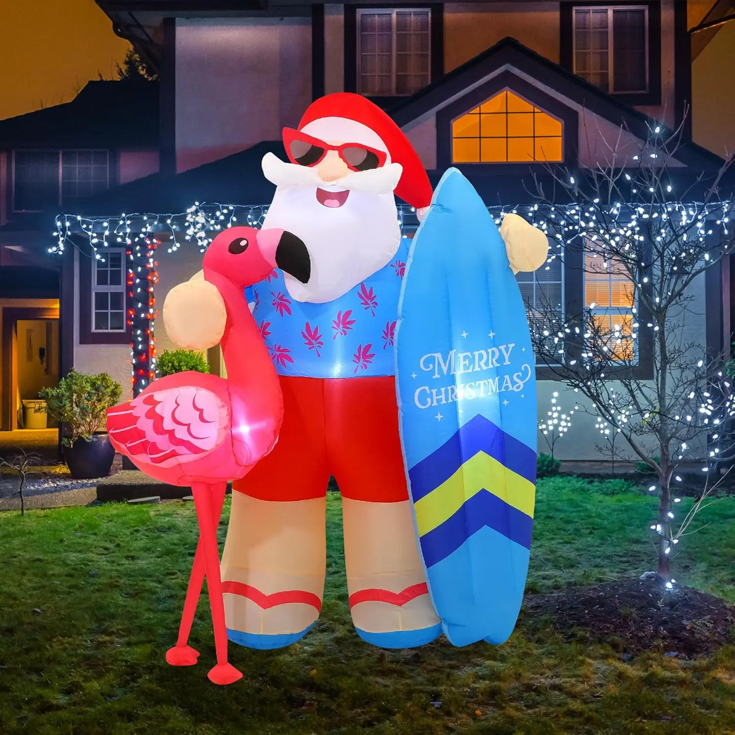 

6 FT Inflatable Christmas Santa Claus Summer Decoration with LED Blow up for Party Garden