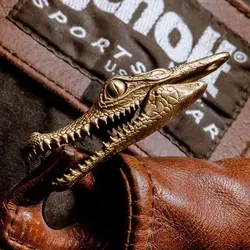 Retro Brass Crocodile Head Statue Mini Alligator Keychain Pendant perfect gift Brass Home Desk Ornament Feng Shui Decor Crafts