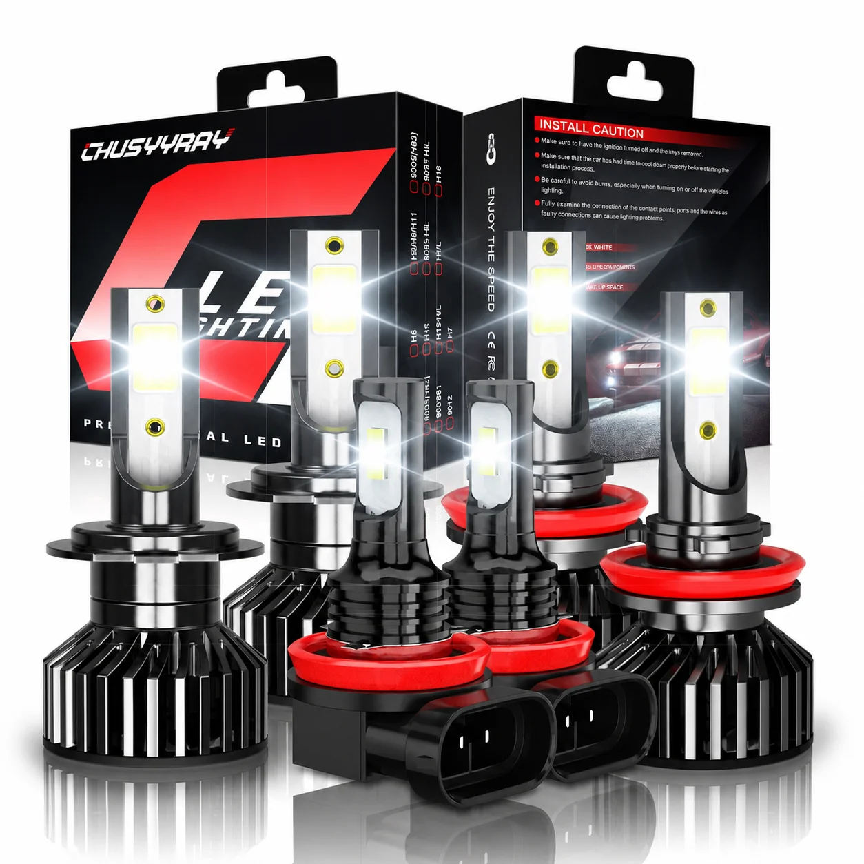 H7+H11+H11 For Ford Fusion 2006-2016 LED Headlights High Low Beam Fog Light Bulbs Kit White 6000K 200W
