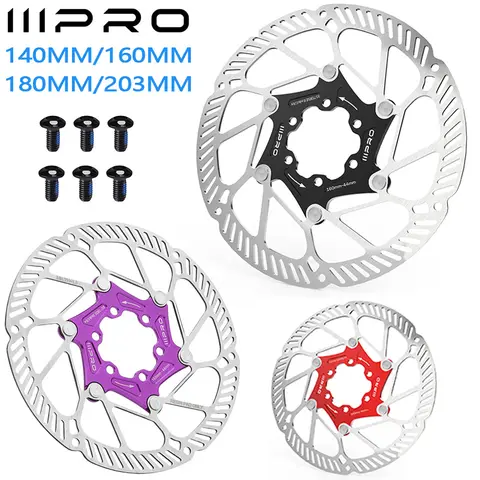IIIPRO 자전거 로터 140/160/180/203MM 자전거 플로팅 로터 도로 산악 자전거 브레이크 디스크 160mm 자전거 브레이크 로터 6 볼트