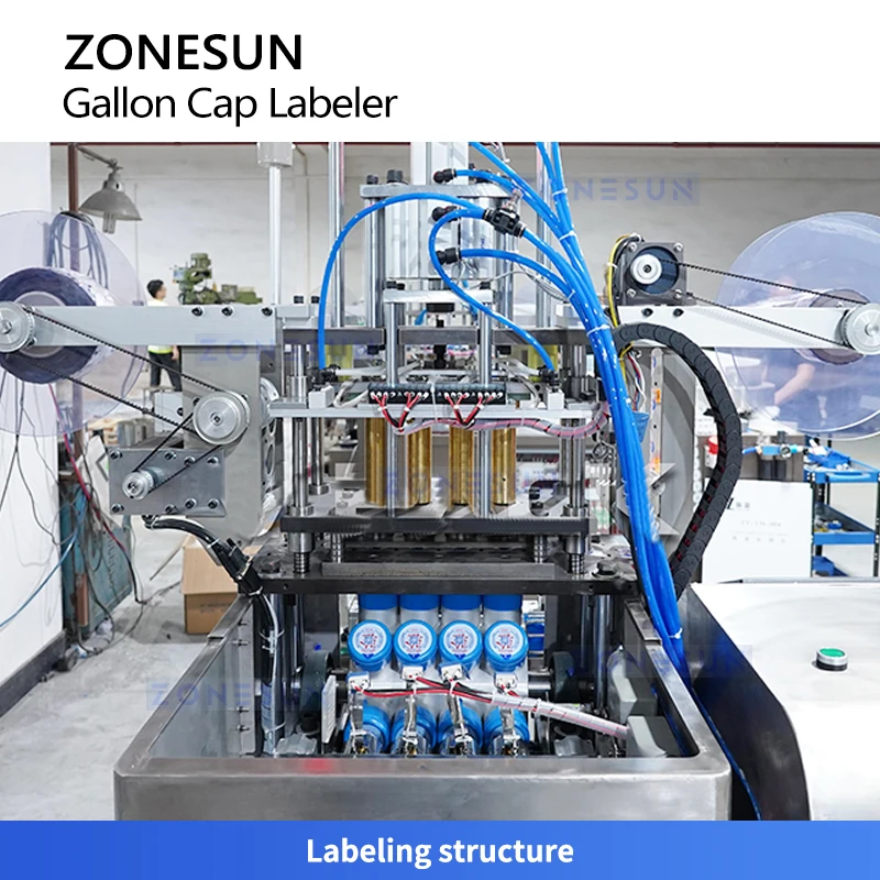 ZONESUN ZS-TB5C Etichettatrice automatica per tappi di bottiglia da galloni per soluzione etichettatrice per coperchi per acqua minerale