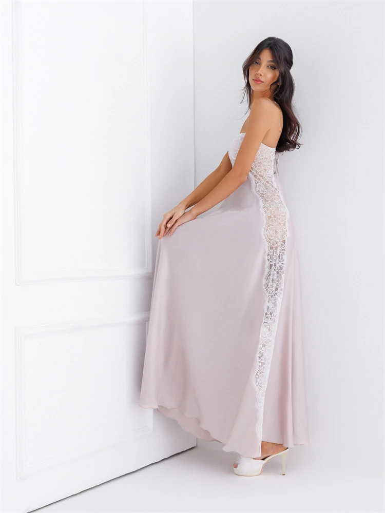 Robe de mariée sexy en dentelle à bretelles spaghetti pour femme, manches longues, satin doux, fête préChristophe, 2024