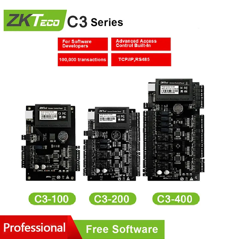 Zkteco Access Controller Mainboard C3-100 Single Door 200 Double Door 400 Four Door Multi Door Network Access Control System