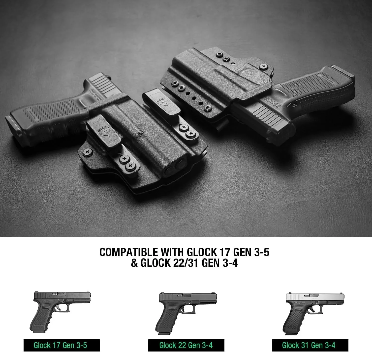 Подходит только для Glock G17 Gen 3-5 и G22/31 Gen 3-4, совместимая кобура-трансформера G19, IWB и OWB с оптическим вырезом, совместимая с красной точкой, правая рука