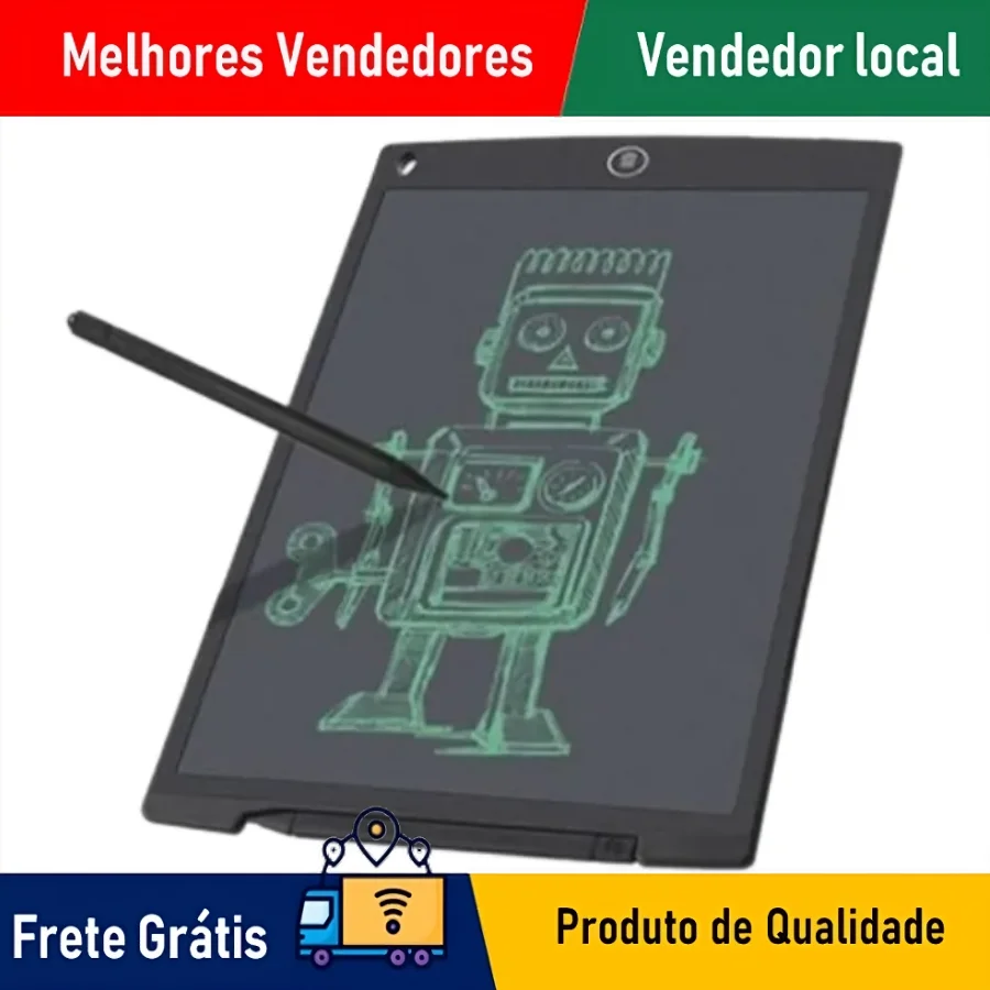 SKYTUR STORE - Lousa Mágica Infantil Magnética Em Lcd Tablet Crianças Led 10 Polegada ENVIO RÁPIDO PARA TODO O BRASIL