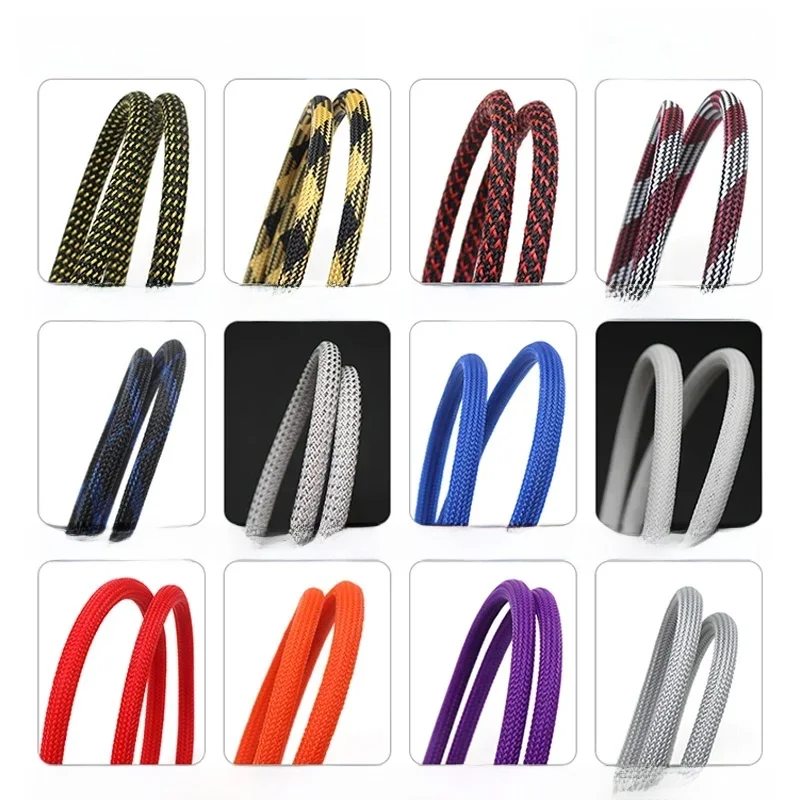 Gaine tressée isolée en PET, 1/2/3/5/10/20/30/50M, 6mm, gaine de câble haute densité, protection de câble, manchons tressés pour fils