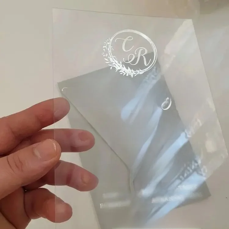 Niestandardowe przezroczyste plastikowe zaproszenie ślubne kartka na wieczór panieński przezroczyste spersonalizowane menu obiadowe prezent urodzinowy pocztówka DIY — zdjęcie 2