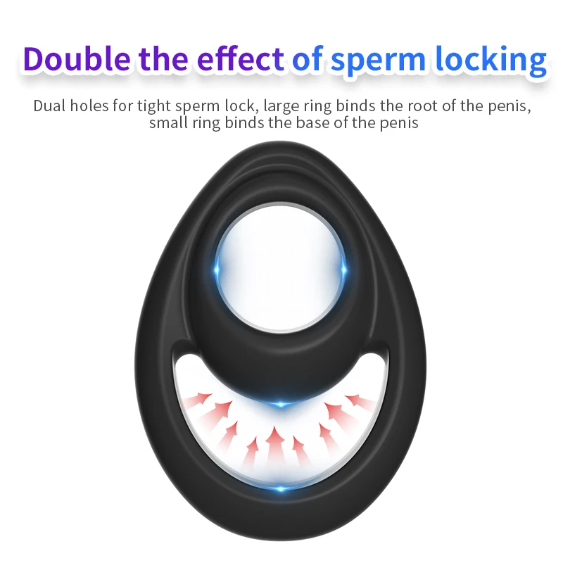 Double Hole Ring Silicone Cock Penis Rings Testis Restraint Erection Lasting Time Delay Ejaculation Ball Stretcher Male Sex Toys - view 2
