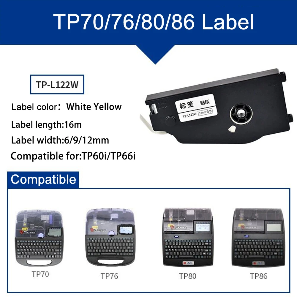 Compatible Supvan Line Numbering hine Stickers TP70/76 TP80/86 Labels TP-L092Y TP-L092W TP-L062S Numbering Machine Label Paper