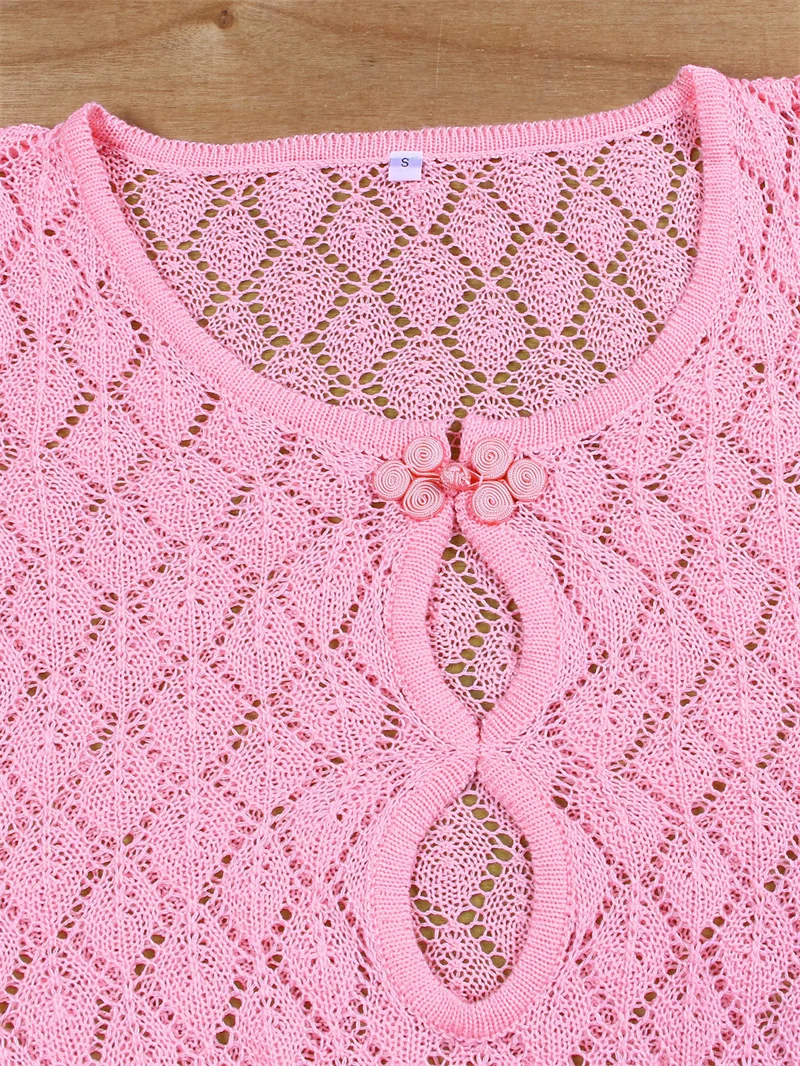 Women Long Sleeve Deep V Short Bodycon Dress Beach Sheer Crochet Bikini Cover-Up Sexy Hollow Out Knit Swimwear Female Swimsuit