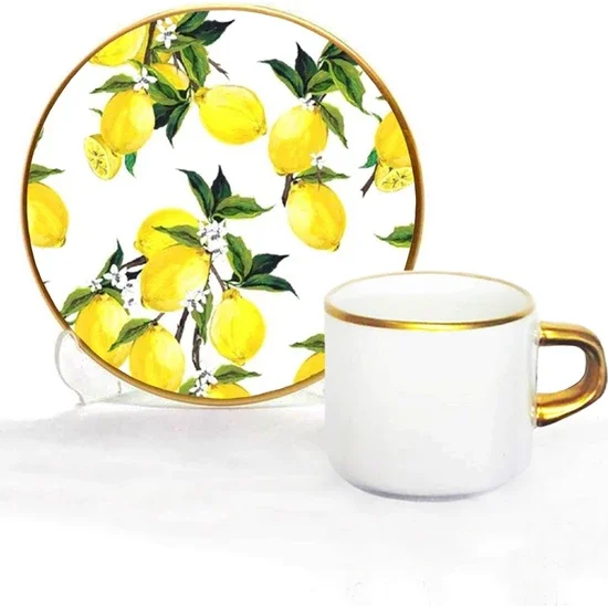 

Toygar Asena Turkish Coffee Set of 6 Lemon White