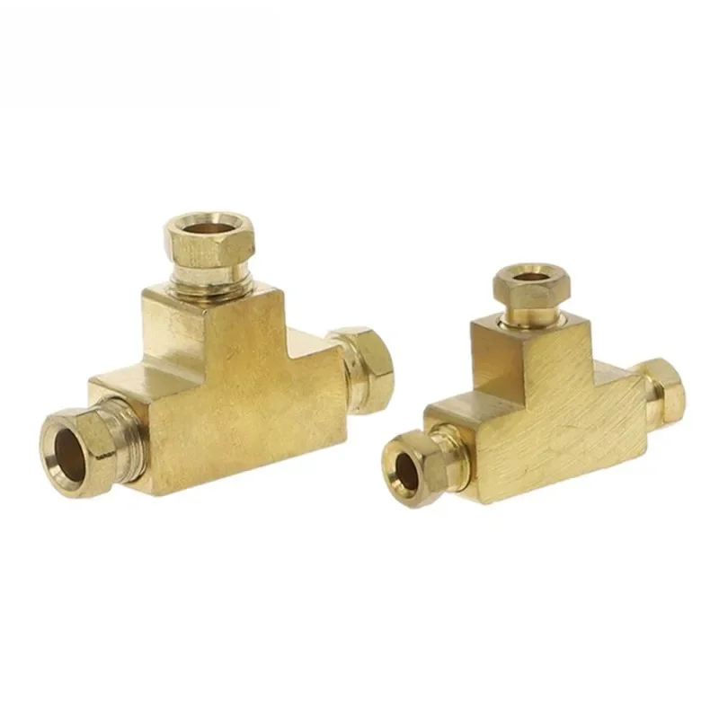1 szt. Trójdrożne mosiężne złączki pompa smarująca złącze rurowe 4MM 6MM tuleja kartowa złącze rurowe M8x1 M10x1 gwint — zdjęcie 2