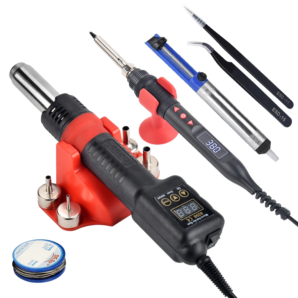 JCD 8208 Kits Micro Heat Gun Rework Soldering Air Station LCD Digital Hair Dryer 220V 110V For BGA SMD Hot Air Soldering Tools