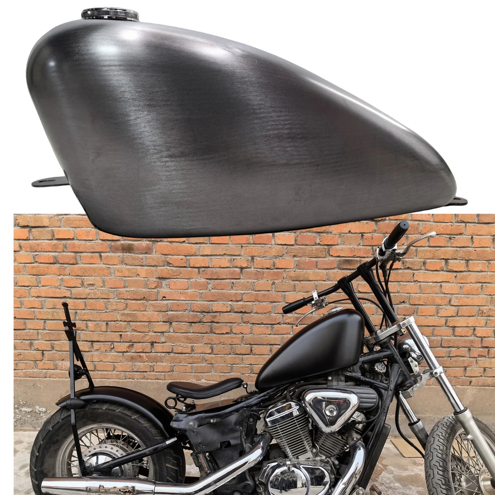 Zbiornik paliwa motocyklowy 11 L, wysoki, na benzynę/gaz, do HONDA Steed VLX400 600 — zdjęcie 2