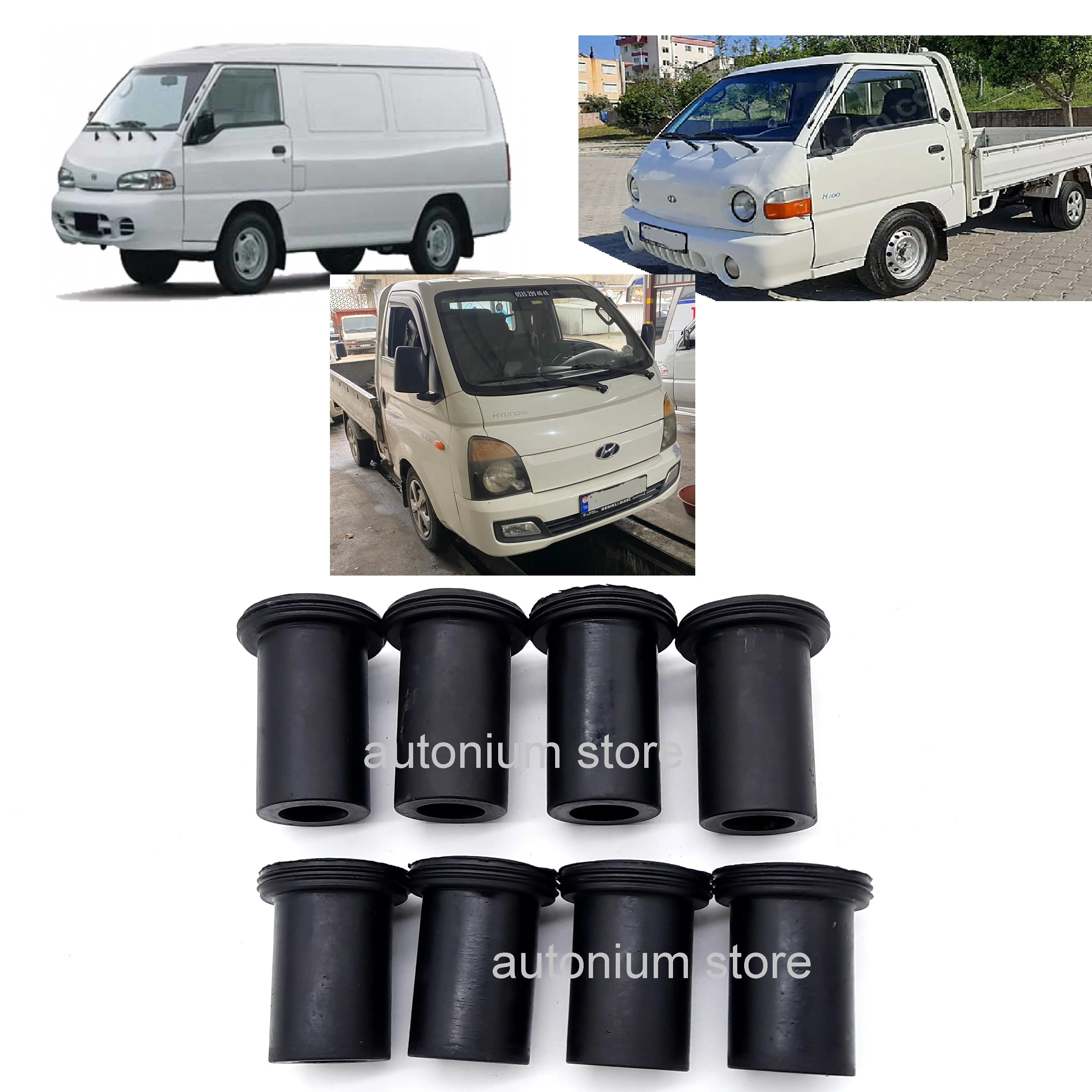 1 Set 8 Pcs Rear Leaf Spring Rear Rubber Bushing for Hyundai H100 Van Porter 55256-44000 55257-44000