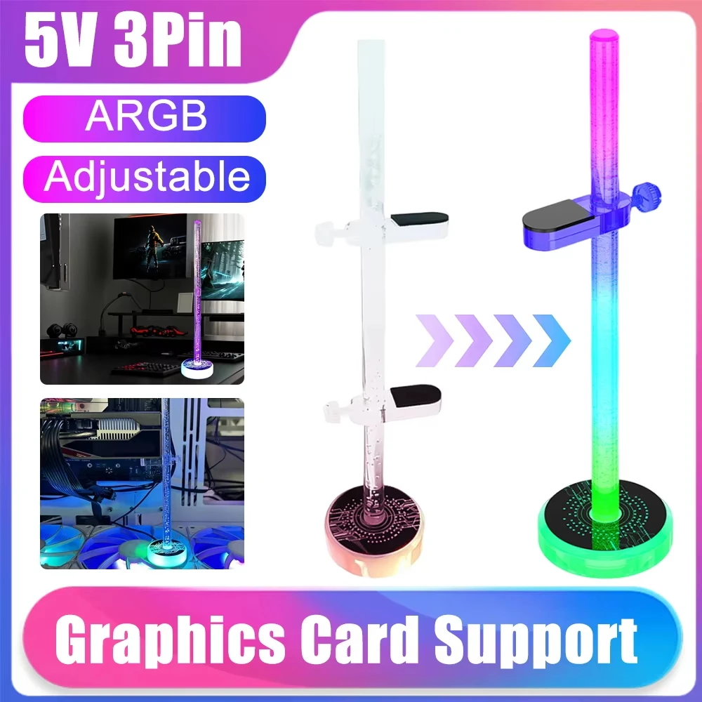 5V 3Pin ARGB GPU Support Bracket GPU Holder Graphics Card Video Card Holder Video Card Sag Holder/Holster Bracket