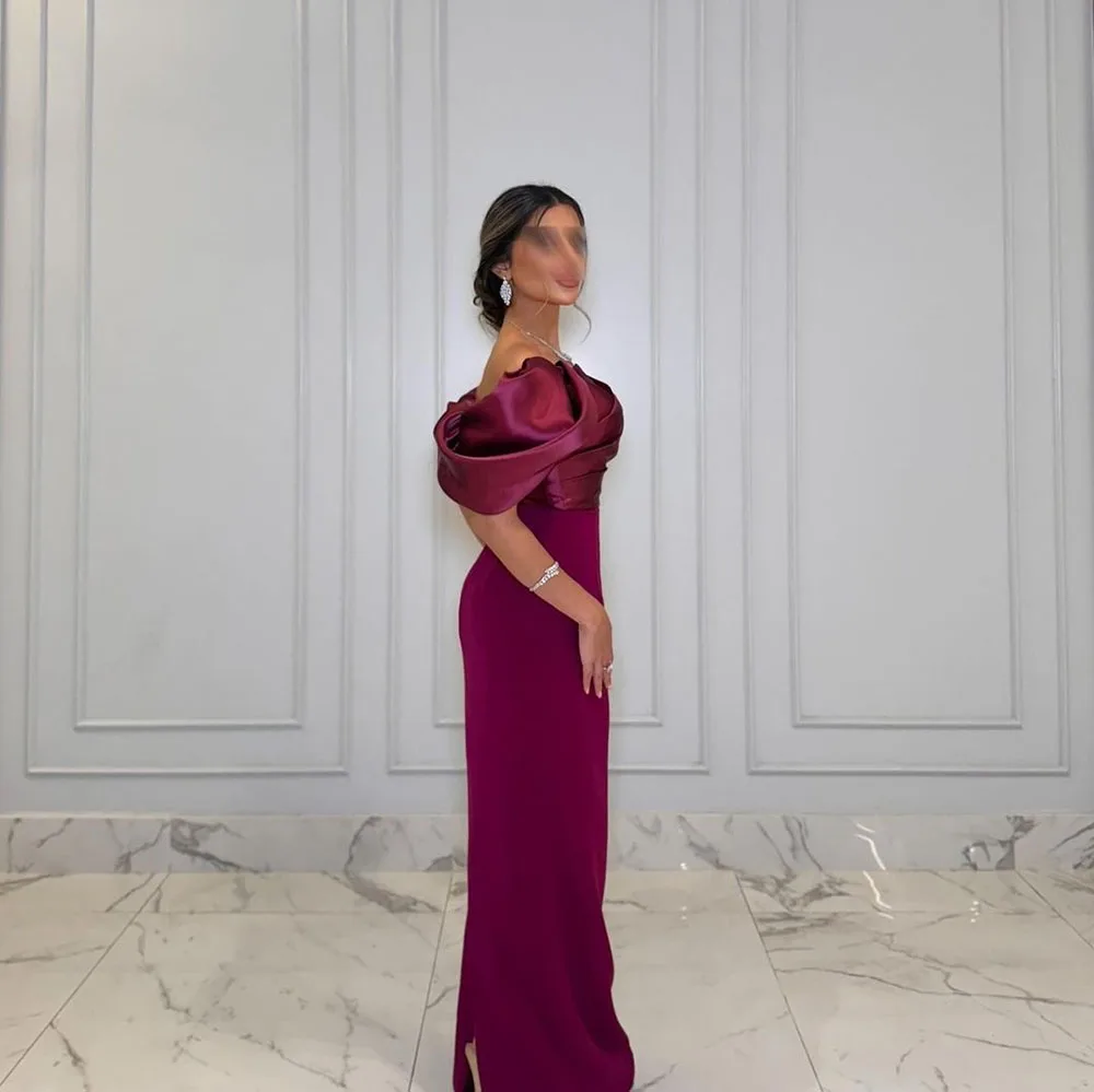 Msikoods Purple Evening Dress Off Shoulder Arabic Formal  Prom Gown Elegant  Long Mermaid Wedding Party Dress Women Customized