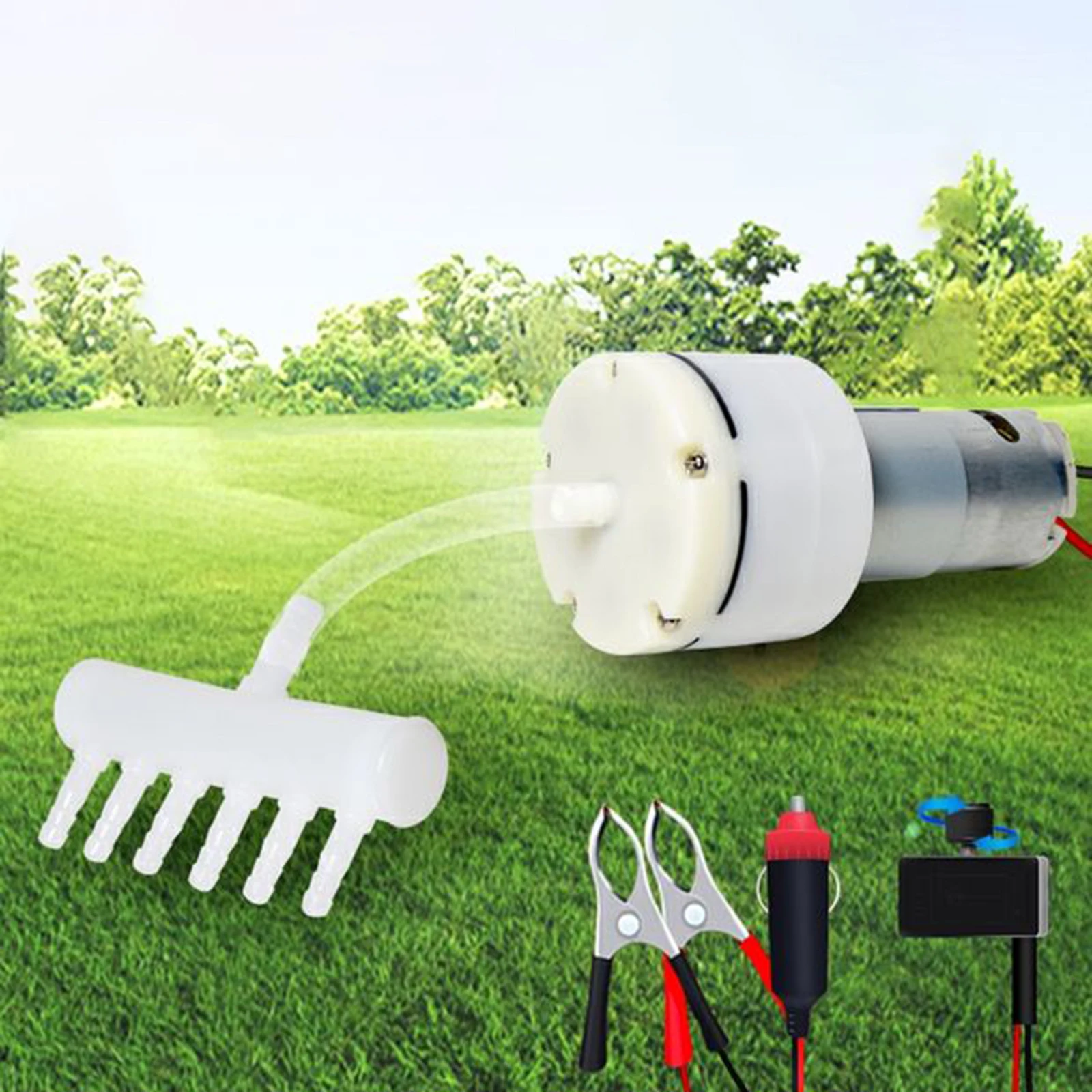 

Mini Aquarium Pump Easy to Use Sturdy with Airstone Bubbler Accessories Multiuse Oxygenation Fish Tank Air Pump Low Noise DC 12V