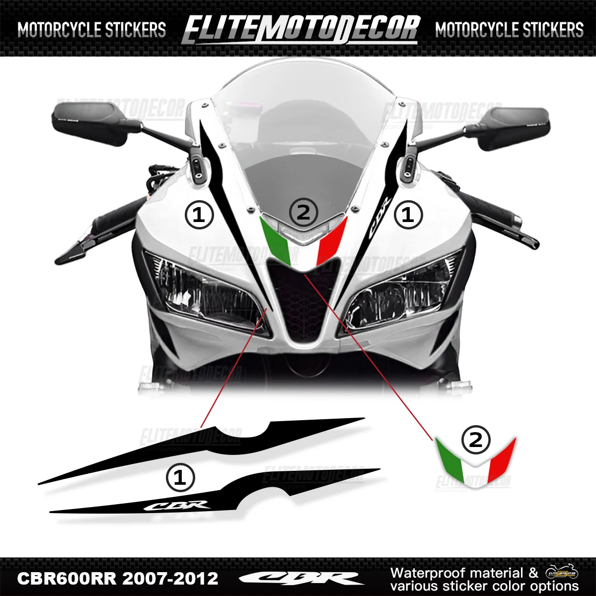 

Передний обтекатель мотоцикла, наклейка на корпус для Honda cbr600rr 2007-2012, наклейка, наклейка 2008-2010-2011 CBR600R, трехцветный логотип