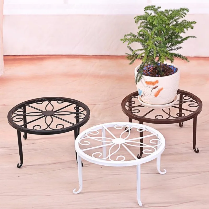 2PCS/Lot Dia24*H13CM Forged Iron Flower Pot Trivet Stool Stand