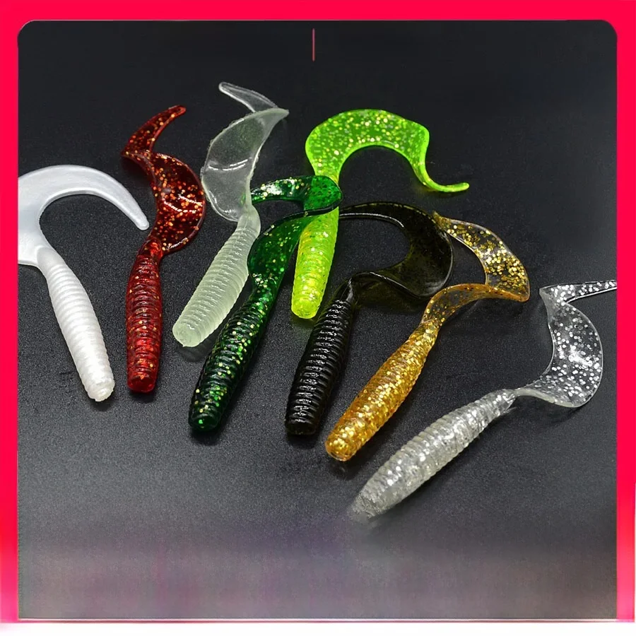 MrLurion 8 cm leurre à ver souple avec queue, faux leurre en silice pour matériel de pêche isca carpe matériel