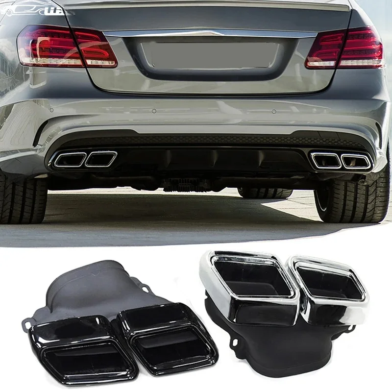 Für 2014–2016 Mercedes-Benz E63S Endrohr W212 Auspuff Quadratischer Schalldämpfer Schwarze Spitze Auspuffkrümmer