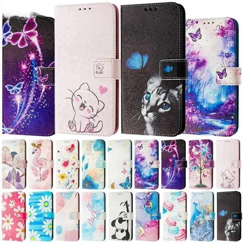Skórzane etui z klapką do Samsung Galaxy A55 Pokrowiec na telefon Samsung A55 A35 A25 A15 5G A05S Cartoon Painted Pattern — zdjęcie produktu 7