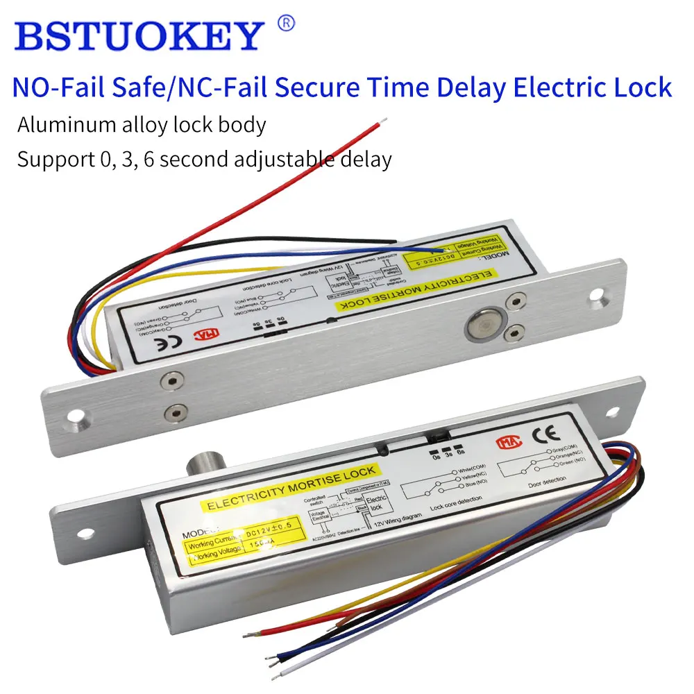 Elektroniczny zamek wpuszczany wąski typ elektryczny rygiel do drzwi blokada do domowego biura drewno Metal kontrola dostępu do drzwi z sygnałem opóźnienia 12V