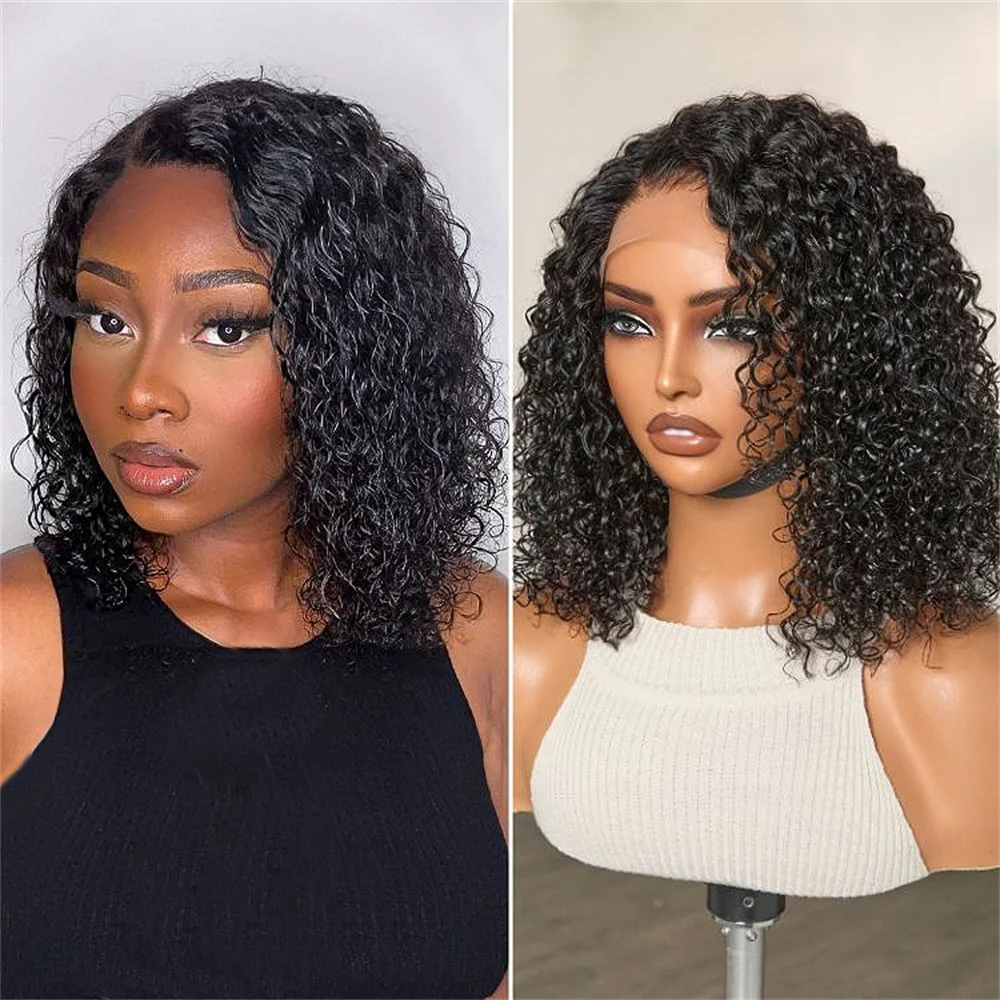 Brazilian Curly Short Bob 13x4 Lace Frontal Wigs Deep Wave 4x4 Lace Front Wig 100% Human Hair For Black Women 10-16 Inch Pre-plucked Lace Closure Wigs 240% Density