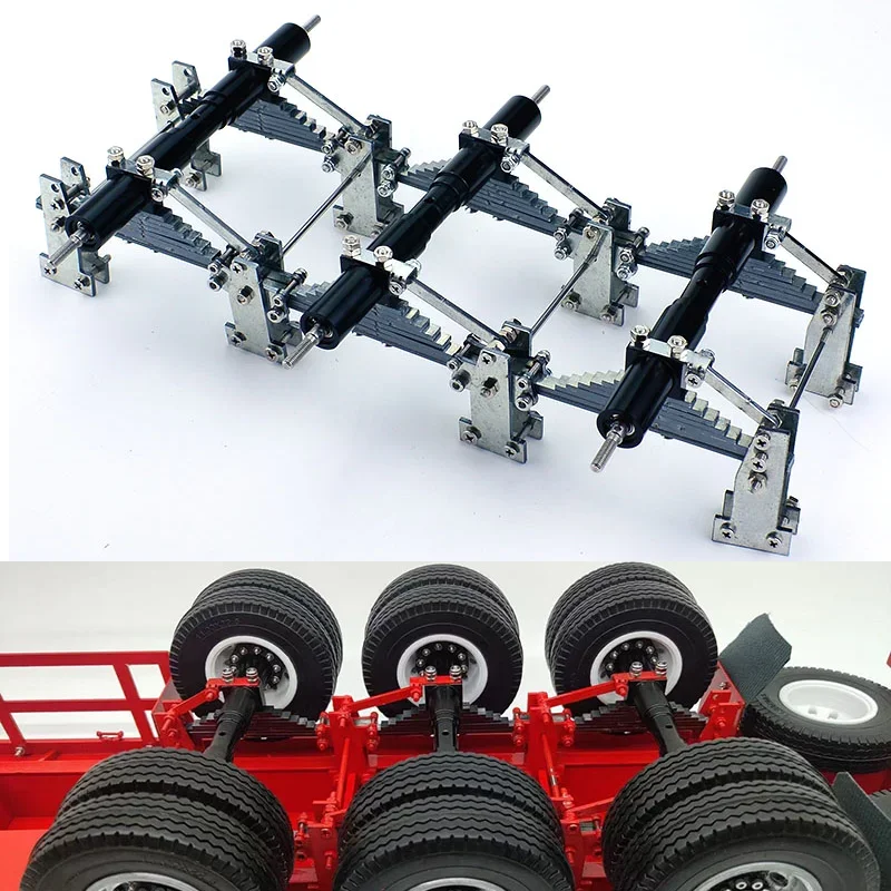 Rvs 2/3 Axis Balans Suspension Kit Stalen Plaat Trailer voor 1/14 Tamiya RC Dump Truck SCANIA 770S VOLVO FH16XL Auto - afbeelding 2