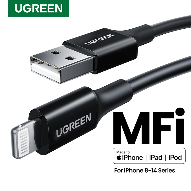 UGREEN MFi USB to Lightning Cable for iPhone 14 13 12 11 Pro Max 2.4A Fast Charging Phone Cable for iPad USB A Data Cable