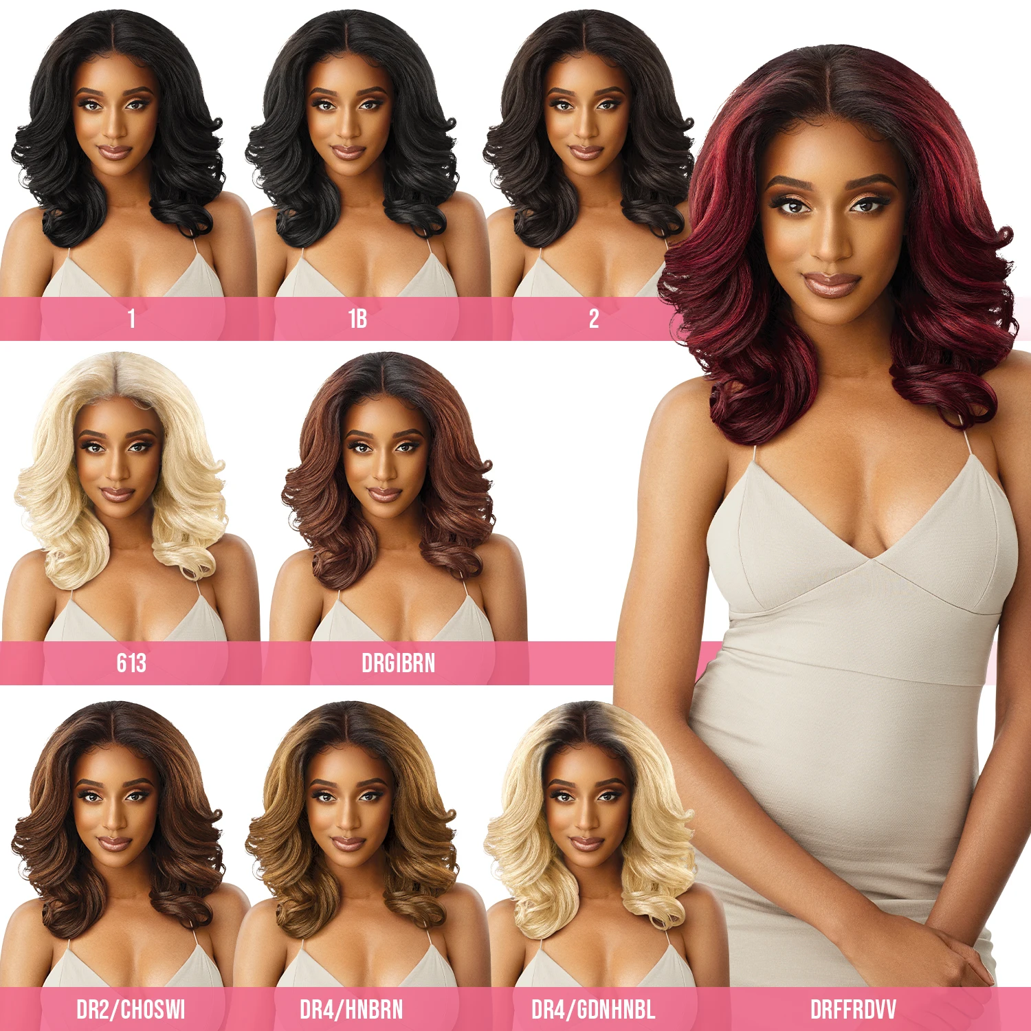 Outre Perfect Hairline Glueless Lace Front Synthetic Wig Fully Hand-Tied 13X6 Lace Wig Julianne - Loose Wave Style, Natural