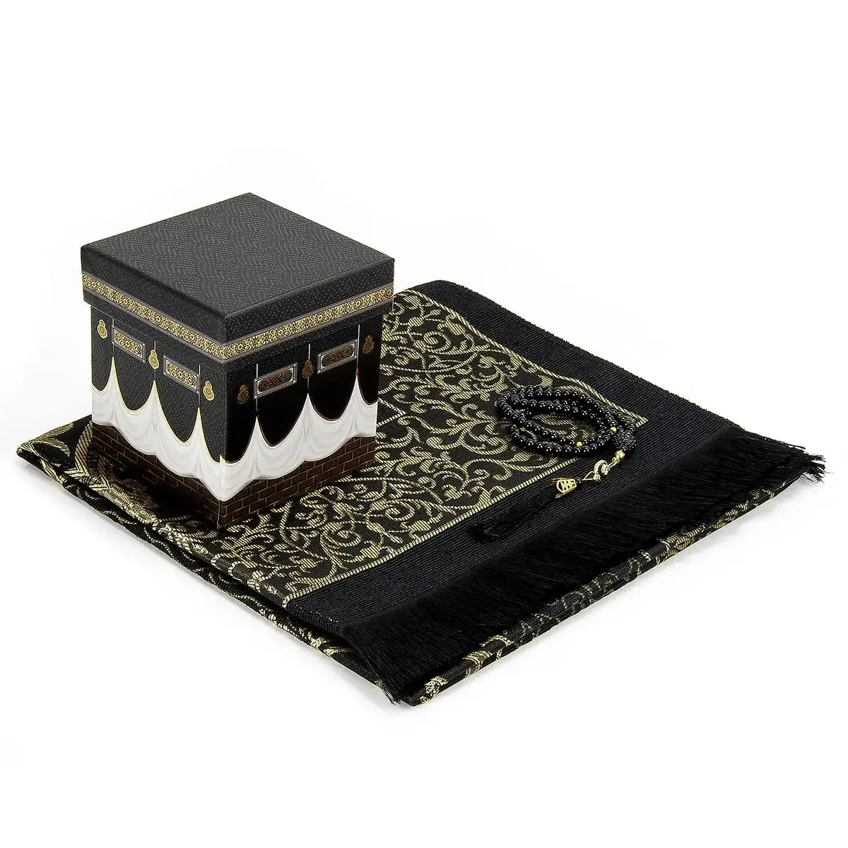 3 Piece Kaaba Mockup Prayer Rug Set Cotton Rug Tawaf Hajj Umrah Musliman Goods Prayer Woven Carpet Non-Slip Muslim Prayer Rug TR