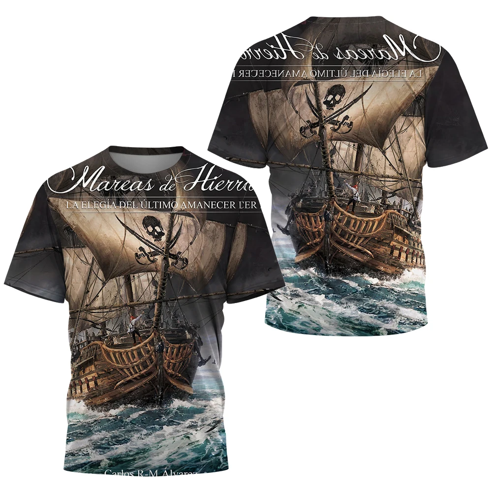 Men's T-shirt 3d Vintage Sailboat Print Men's Short Sleeve T-shirt Summer Loose Men's Clothing Vintage Loose Oversized T-shirt