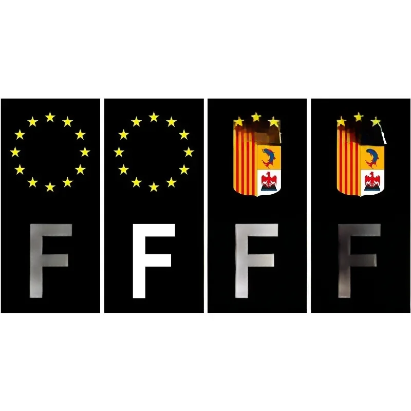 Autocollant pour Super Stick, 4 pièces, plaque d'immatriculation de véhicule, département 13 PACA, coin carré noir