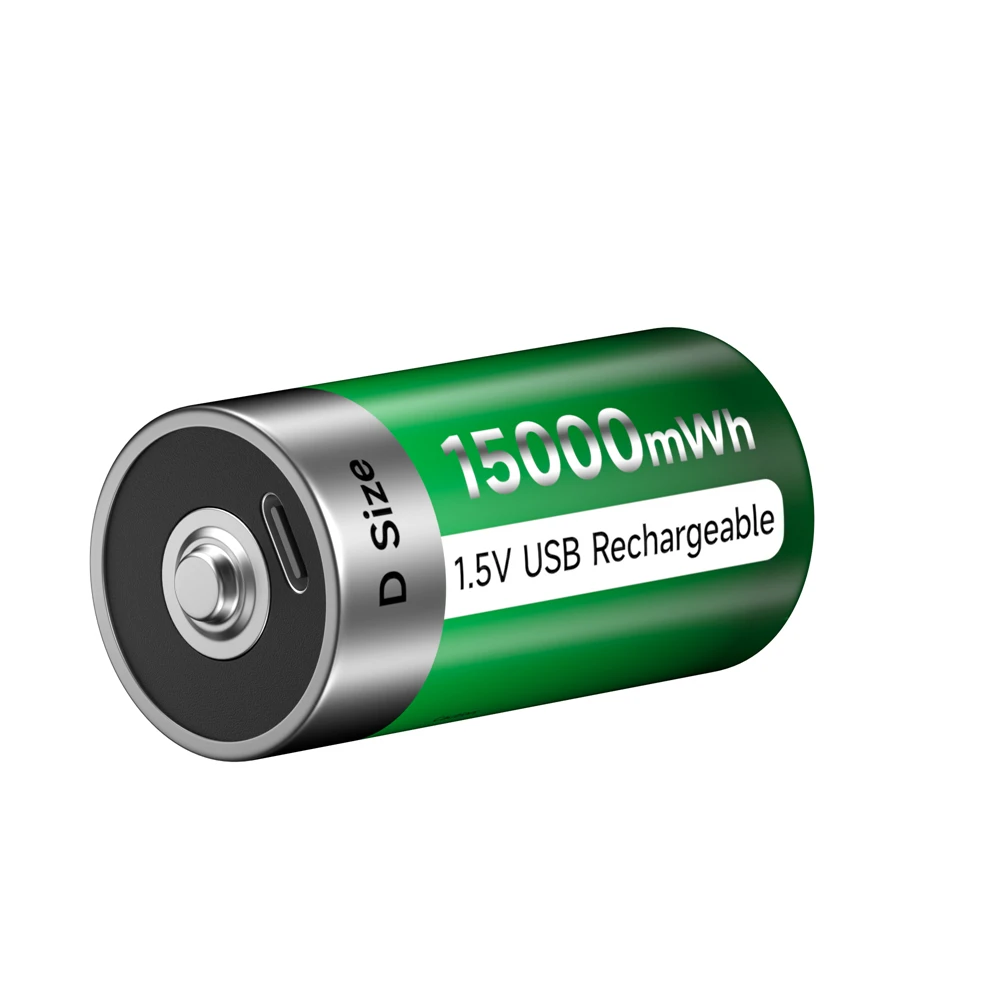 Akumulator 1.5V D 15000mWh USB ładowanie akumulatorów litowo-jonowych LR20 6000mWh C rozmiar baterii typu C LR14