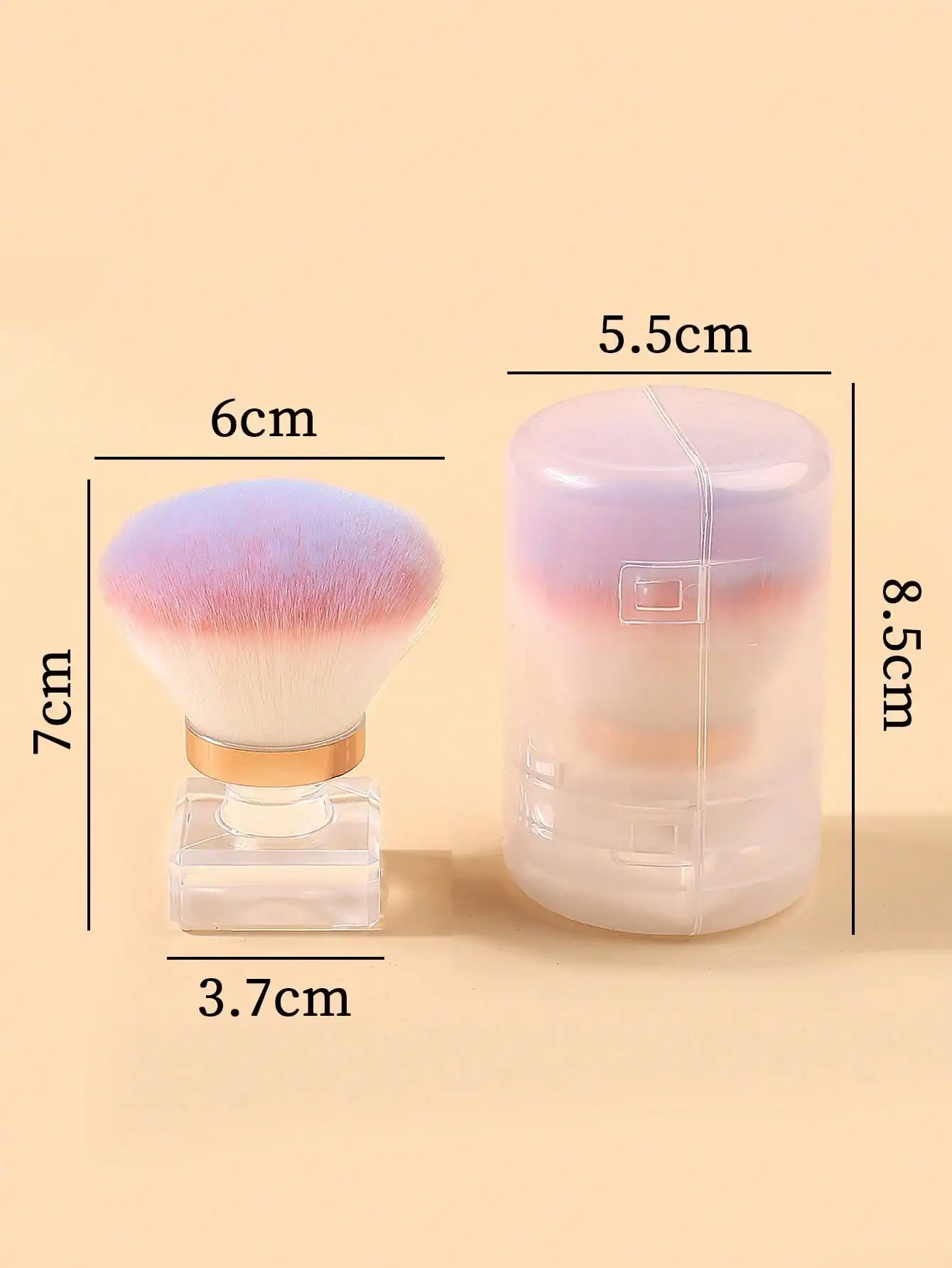 1 szt. Różowy Gradientowy Pędzelek do Zbierania Pyłu z Paznokci z Główką w Kształcie Grzybka z Pudełkiem z Tworzywa PP, Pędzel do Czyszczenia, Łatwe Przechowywanie, Pędzel do Makijażu do Zdobienia Paznokci