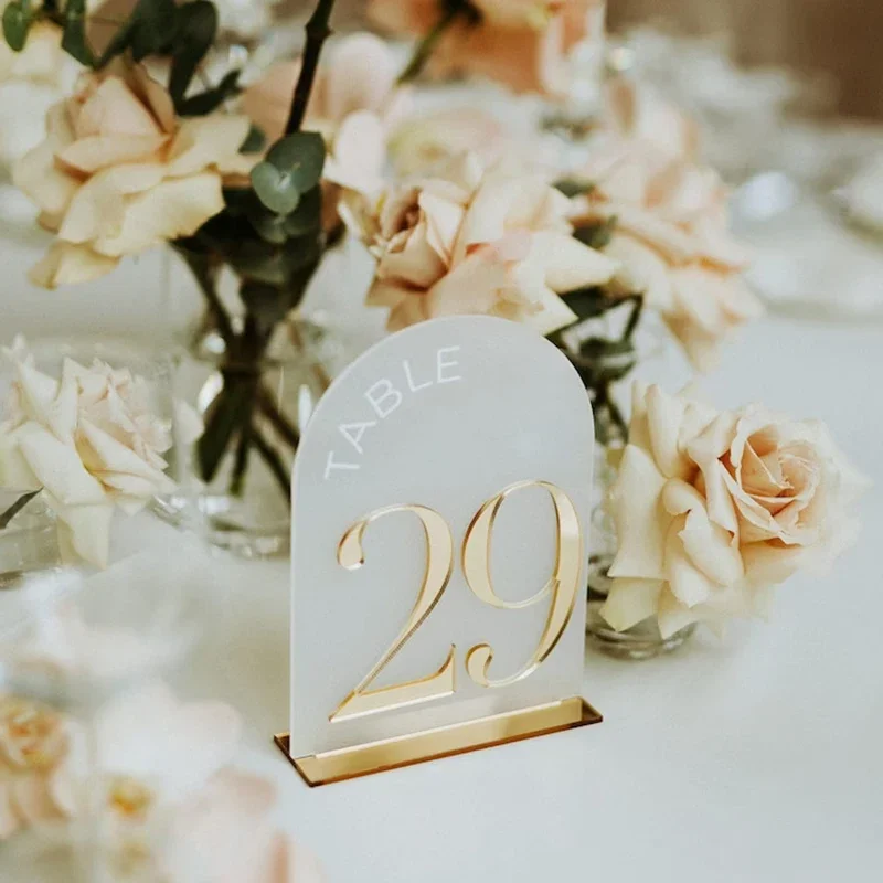 

Table Numbers With Stands Wedding Table Numbers Arched Table Numbers 3D Table Numbers Gold Mirrored Frosted Acrylic Table Signs