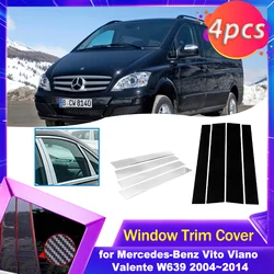 Door Window Trim Cover for Mercedes-Benz Vito Viano Valente W639 2004~2014 Carbon Fiber Chrome Sticker Pillar Posts Accessories