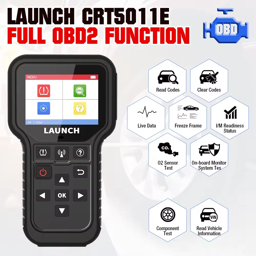 2024 Newest LAUNCH CRT5011E TPMS Relearn Tool,OBDII Code Reader,Activate/Relearn All Brand Sensors, Read&Program LTR-01 Sersors