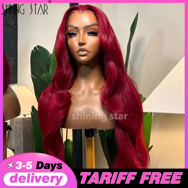 

13X6 Body Wave Lace Frontal Wig Transparent Red 99J Burgundy Curly 13X4 Lace Front Wigs Red Colored Hd Body Wave Human Hair Wigs